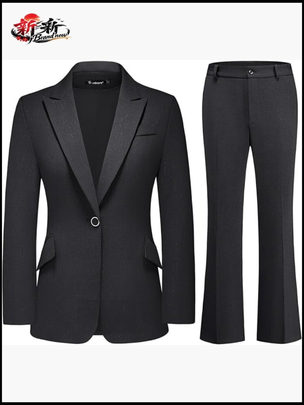2 Piece Pinstripe Suit Set with Blazer and Bootcut Pants for Office Business
